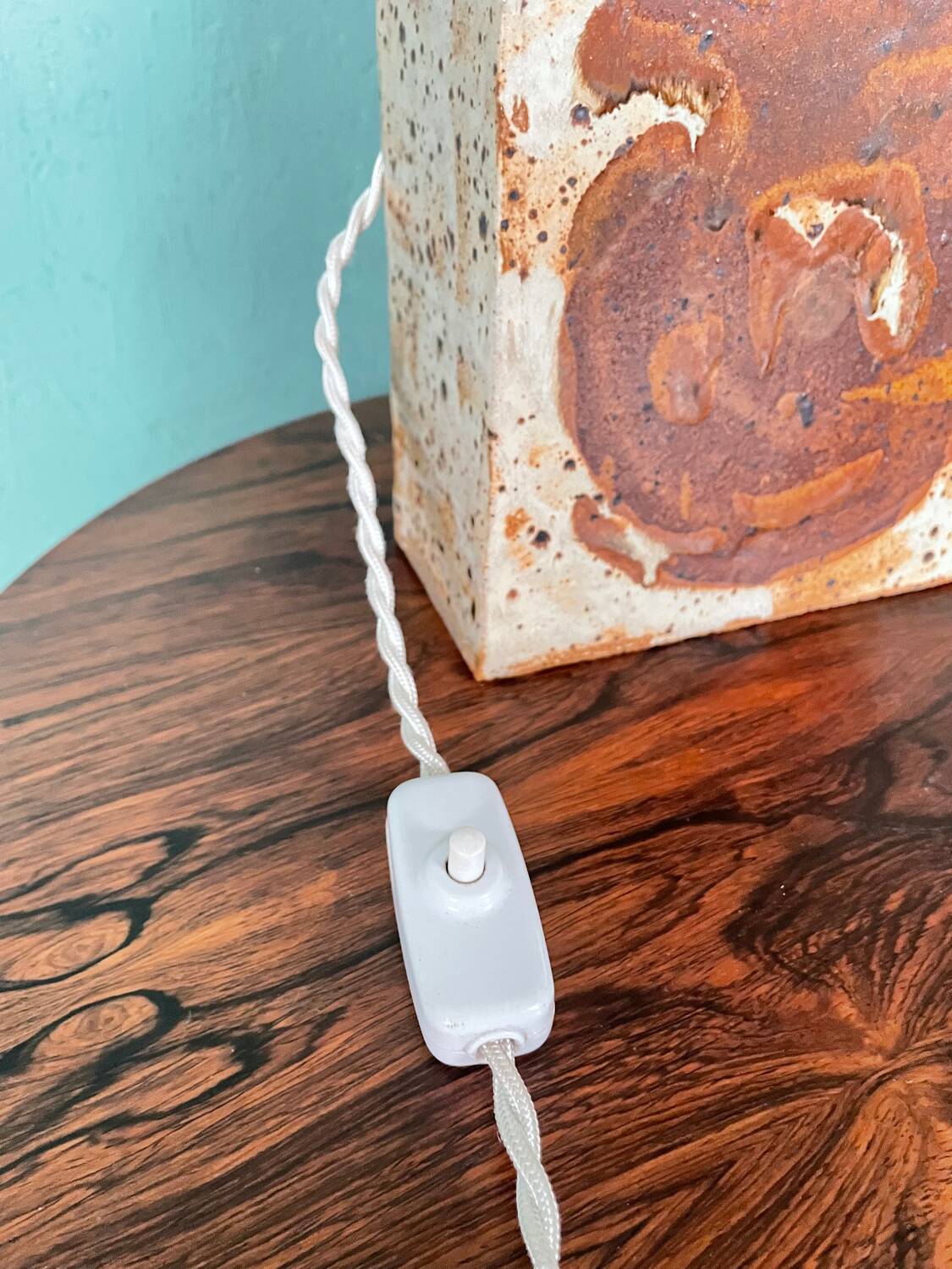 Danish Mid-Century Modern Pottery Table Lamp with Abstract Design 1975