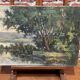 Huile sur toile d'un bord d'étang