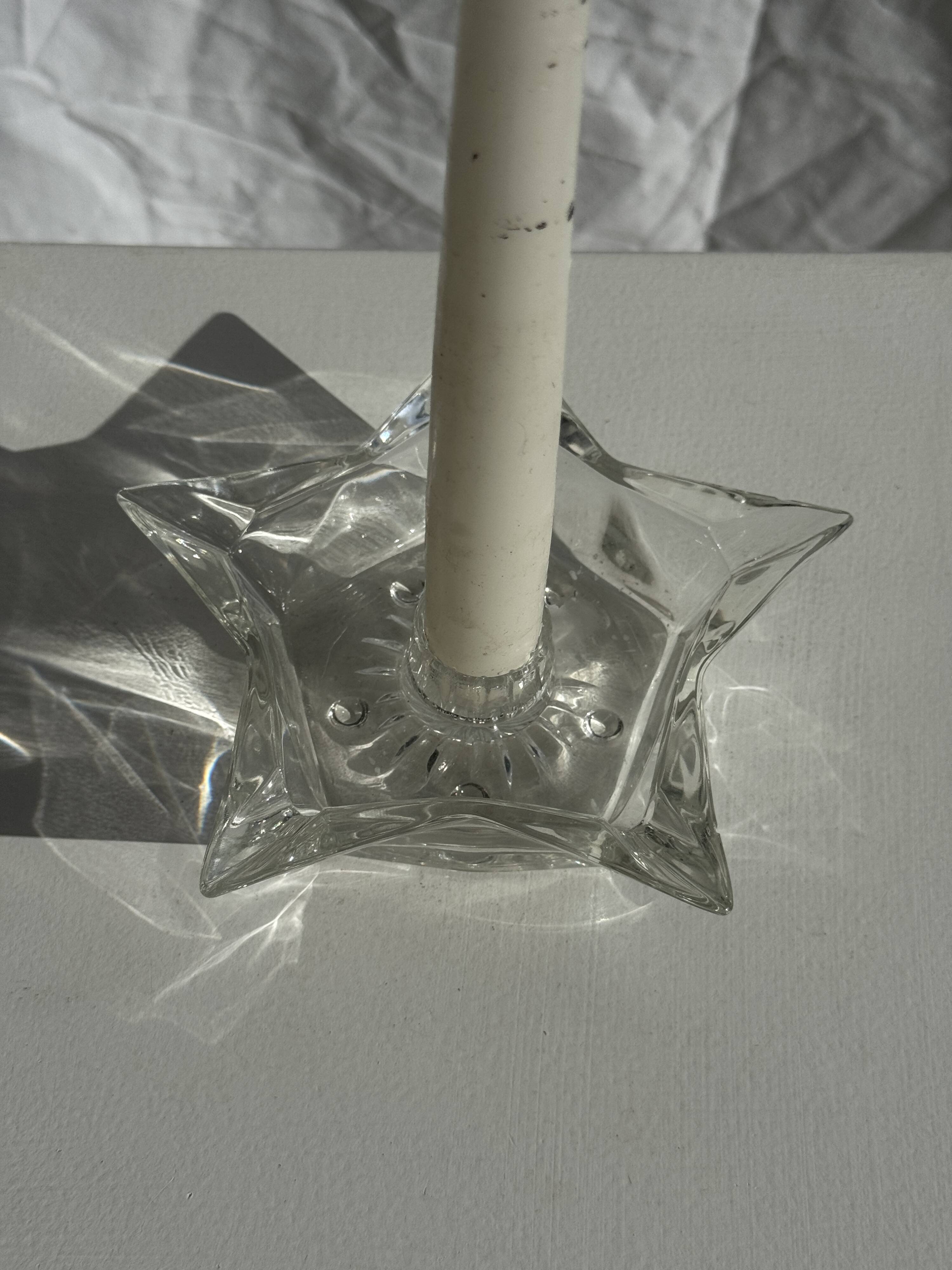 Vintage glass star candle holder D13