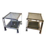 Pair of chrome-plated brass sofa ends