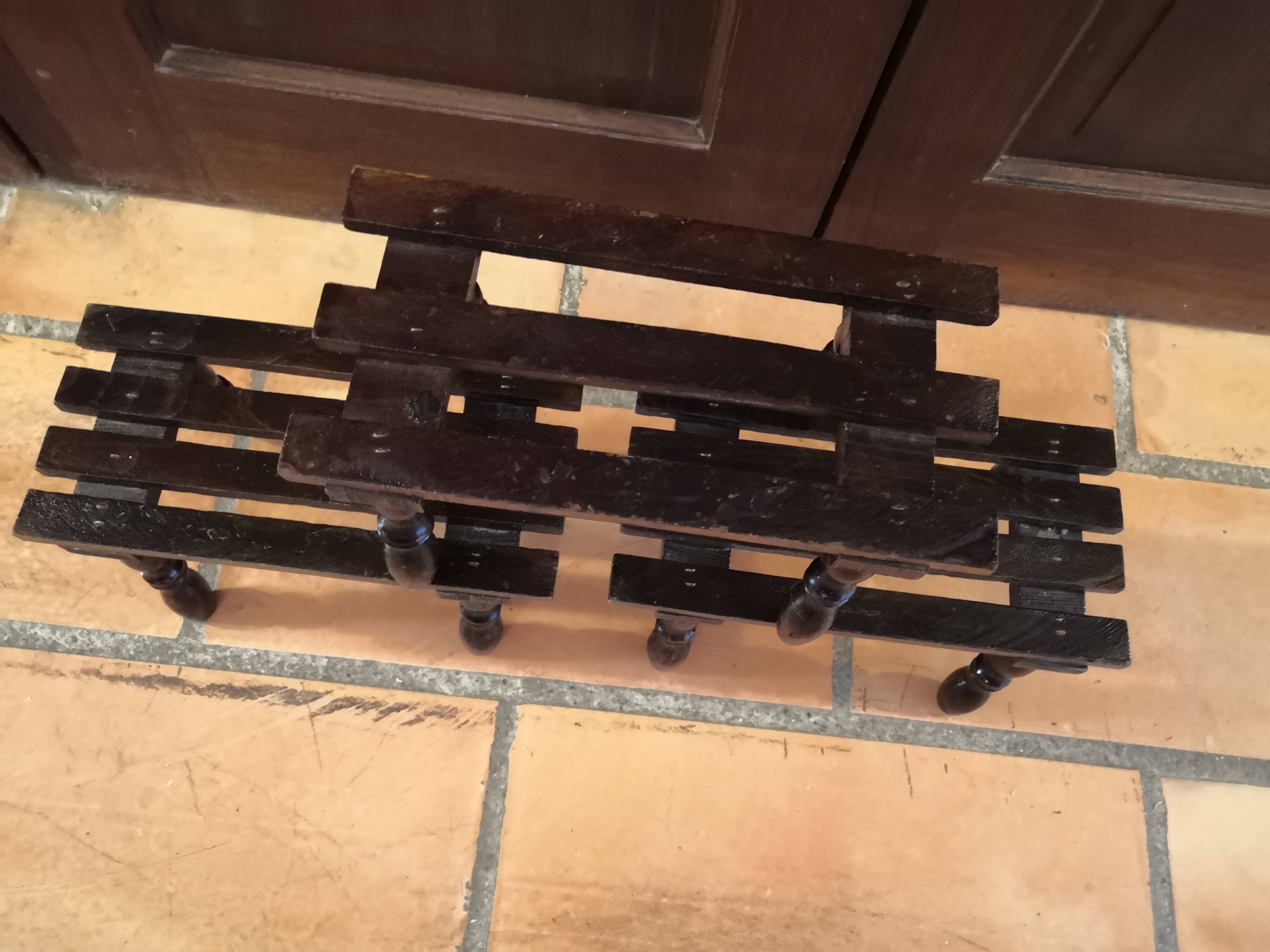 Step foot rest wooden foot stool vintage brutalist