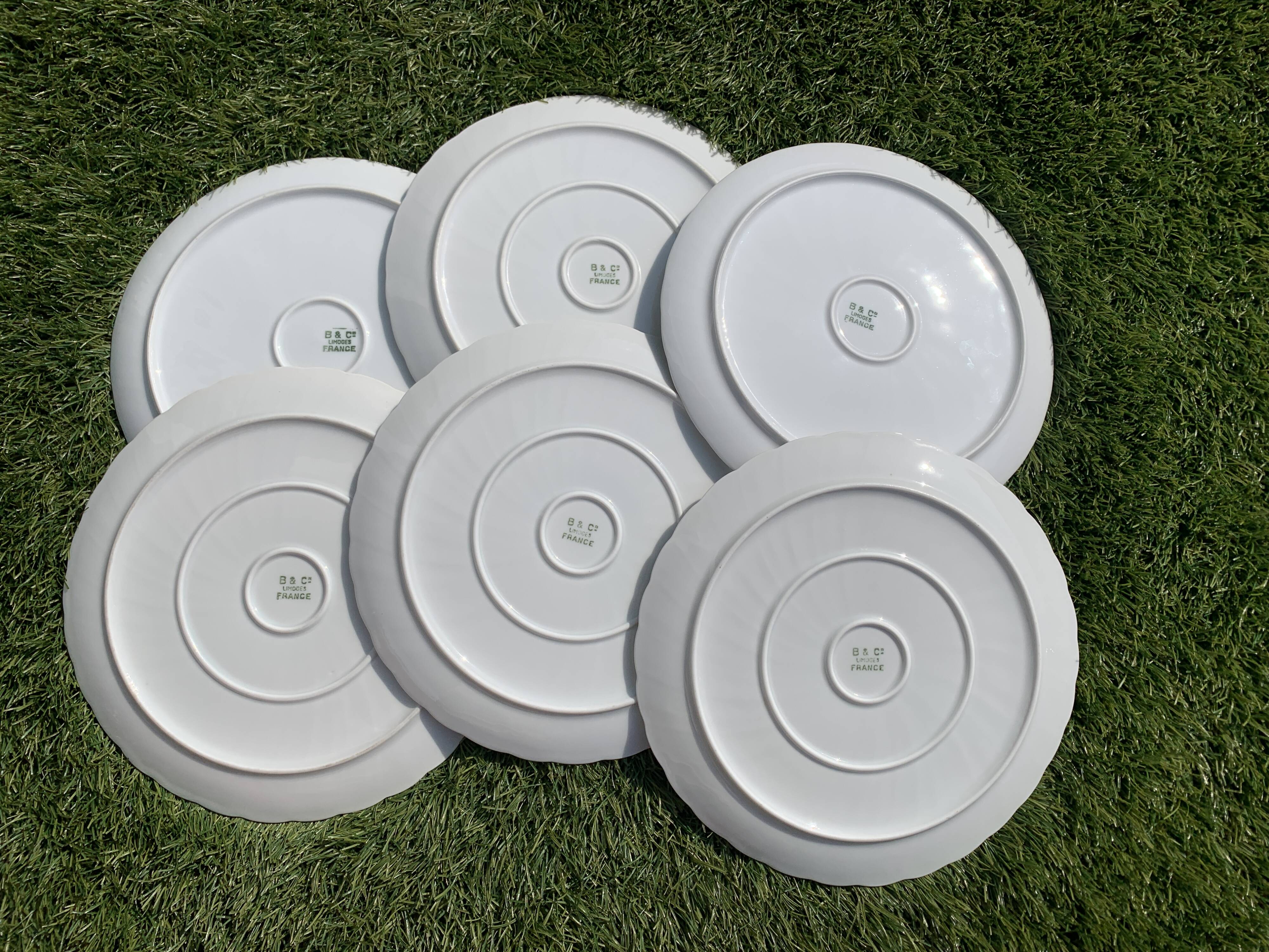 6 dessert plates in Godronnée porcelain from Limoges Bernardaud