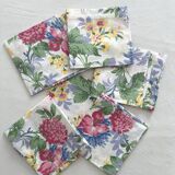 6 serviettes de table à fleurs en coton vintage