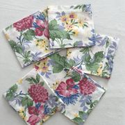 6 serviettes de table à fleurs en coton vintage