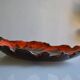 Large ceramic bowl in the shape of Corsica, orange and brown, vintage 70s