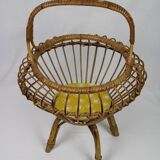 Rattan sewing cart