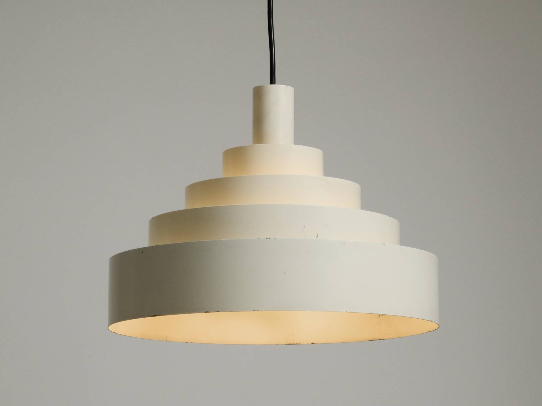 1960s Space Age heavy solid slatted metal pendant lamp