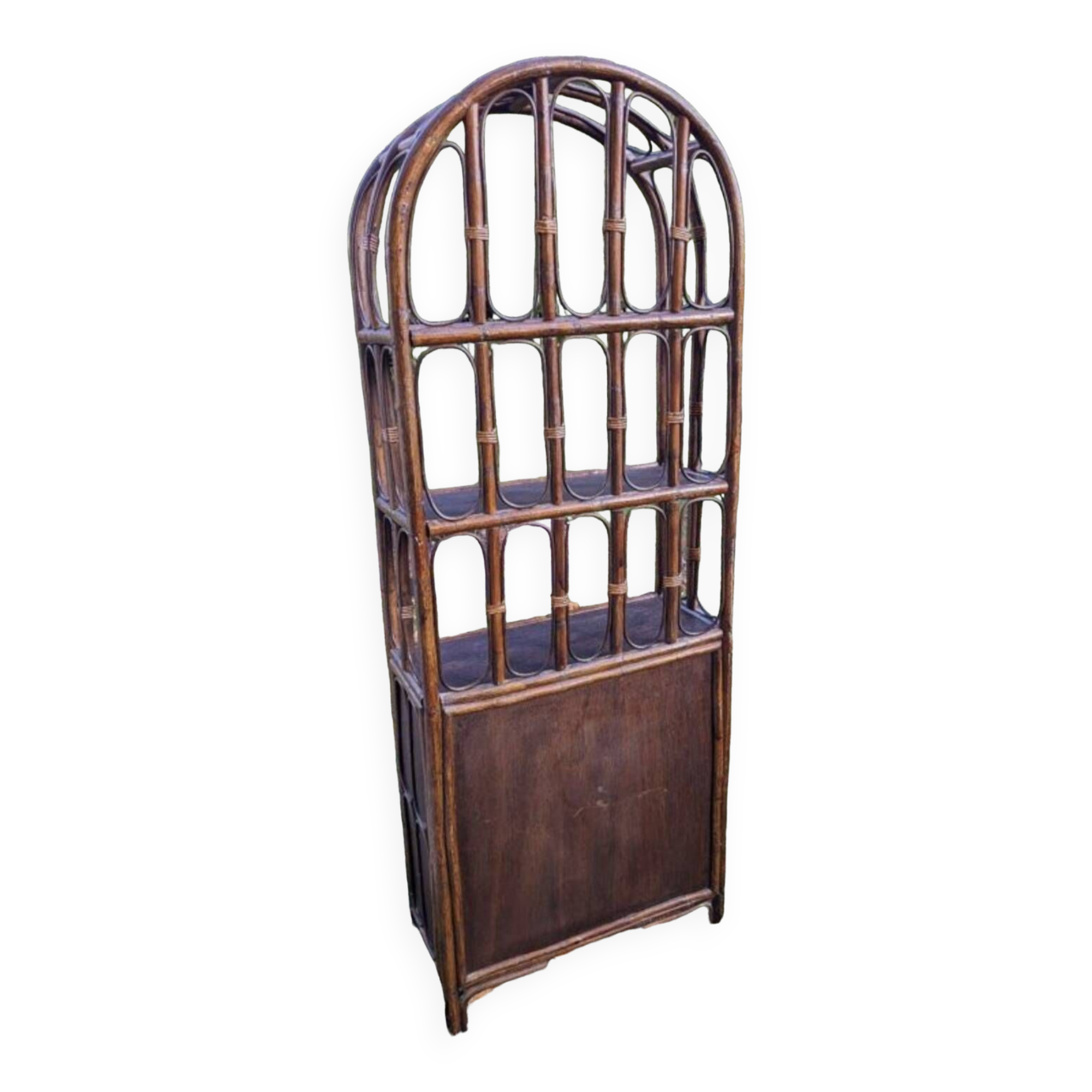 Vintage rattan bookcase shelf