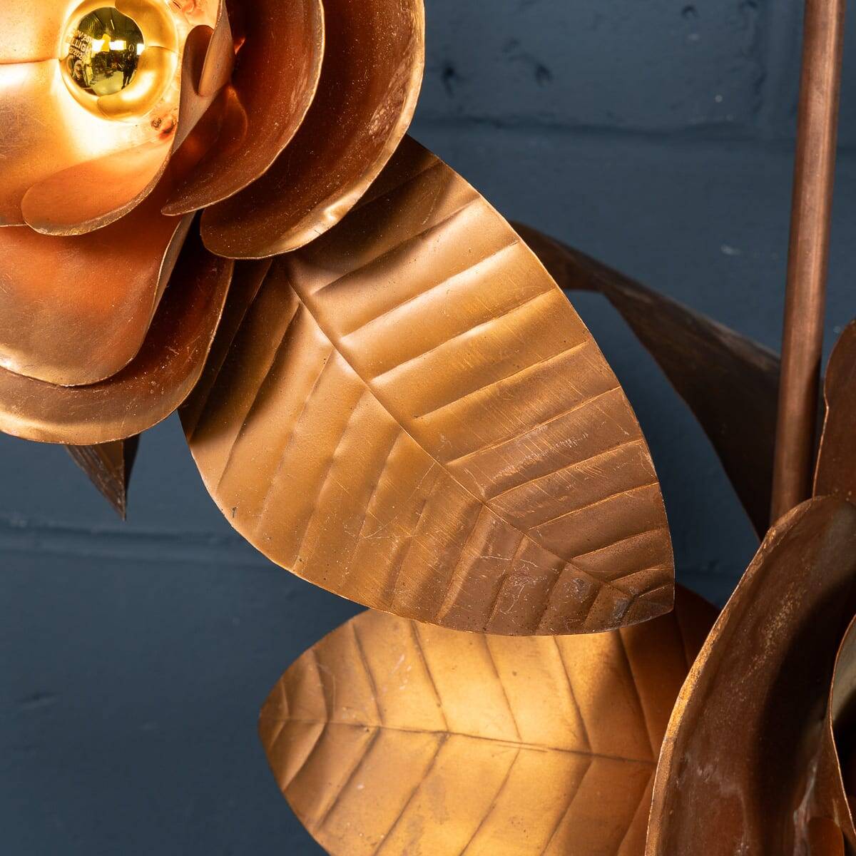 Vintage 20thc italian brass floral floor lamp c.1970