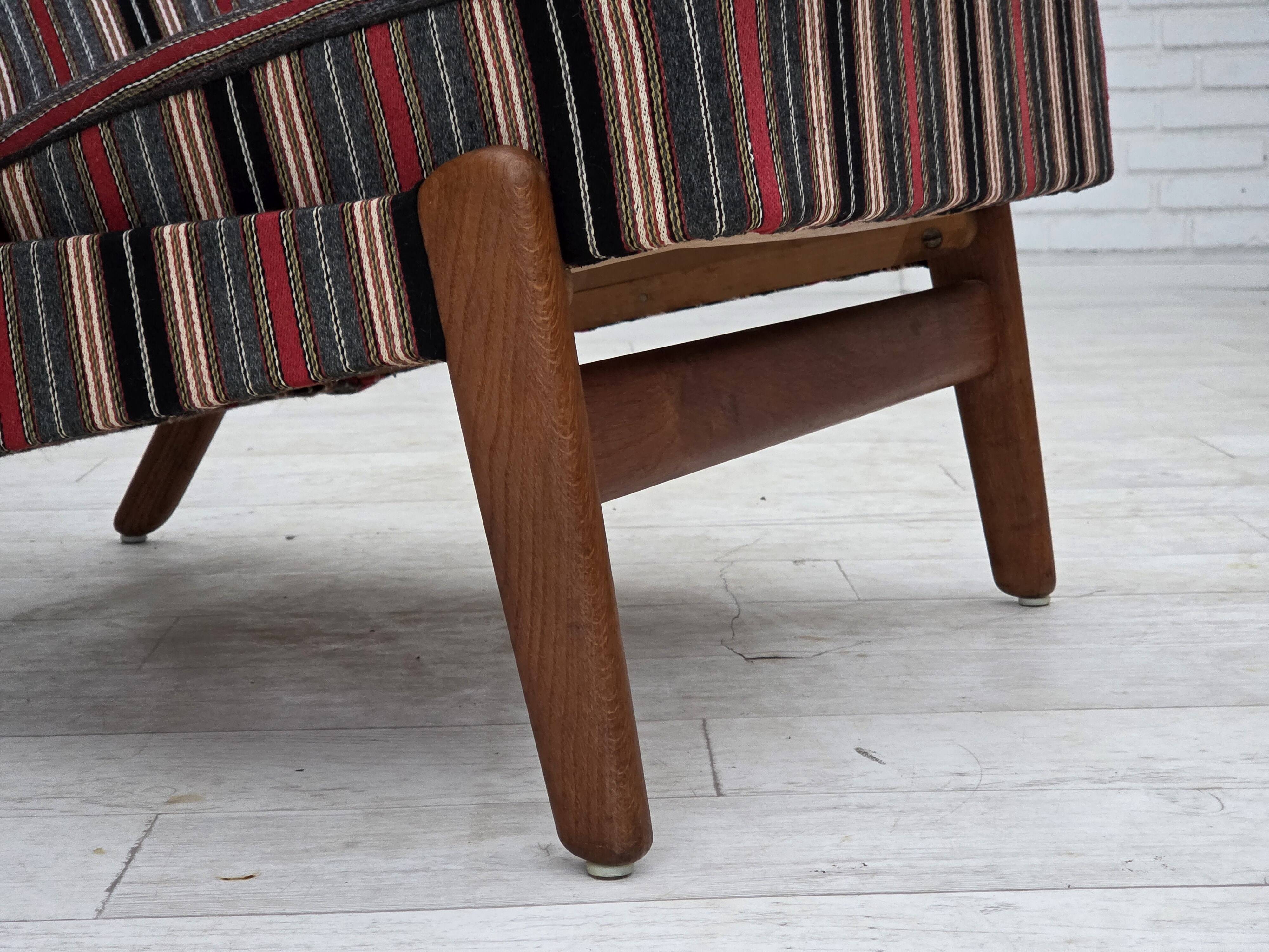 1960s, Swedish armchair, furniture wool fabric, oak wood, teak wood.