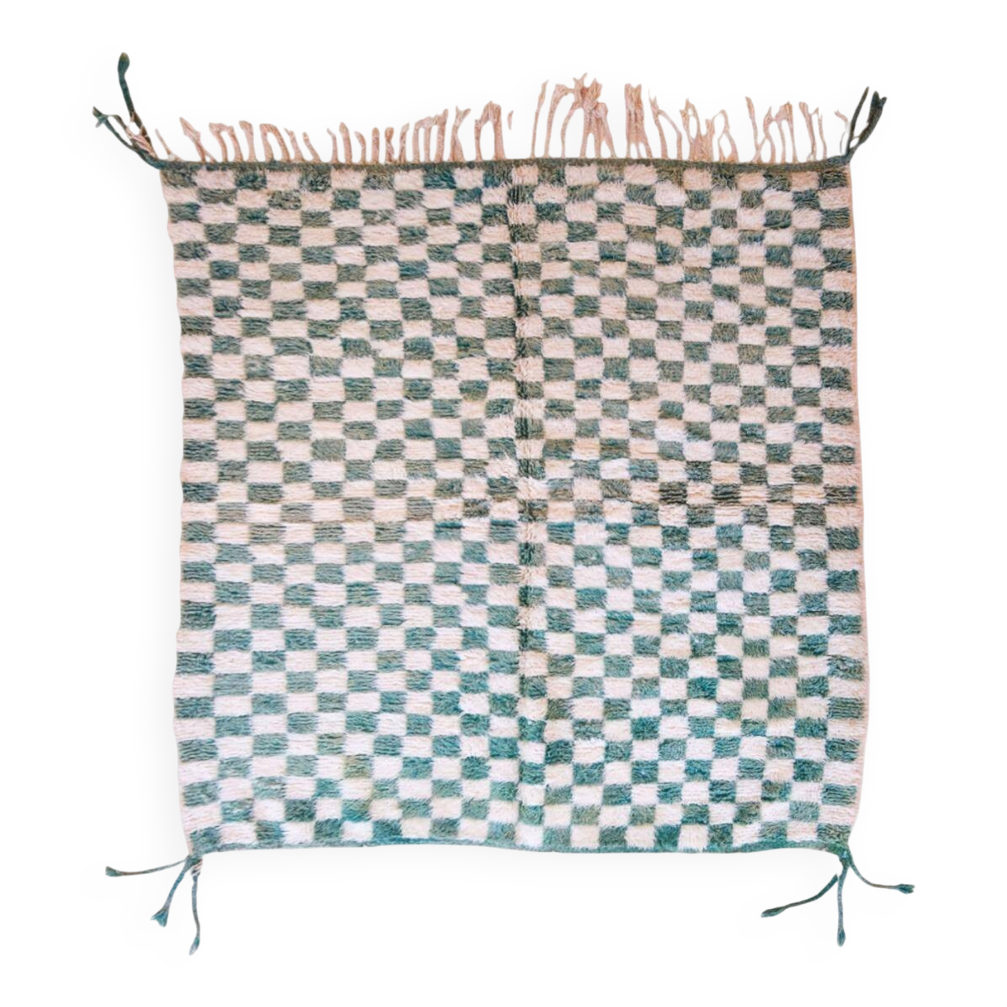 Green Checkered Carpet - 212 x 193 cm