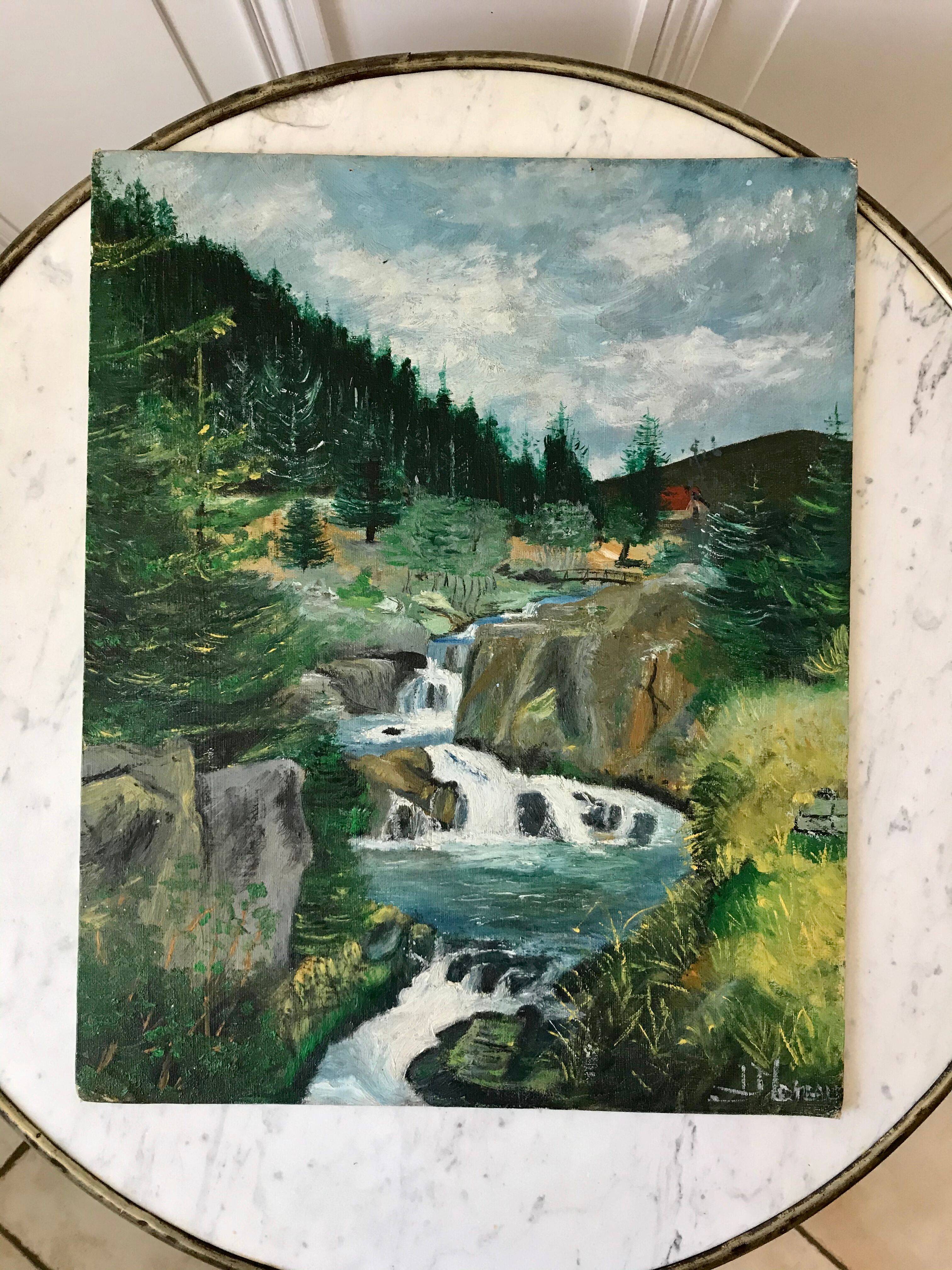 Old waterfall table signed