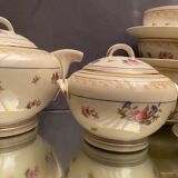 Complete tea set in Limoges porcelain signed Lanternier teapot cup