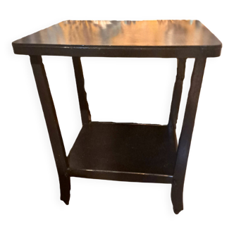Art Deco style side table, console table on wheels, black varnished wood, 1940