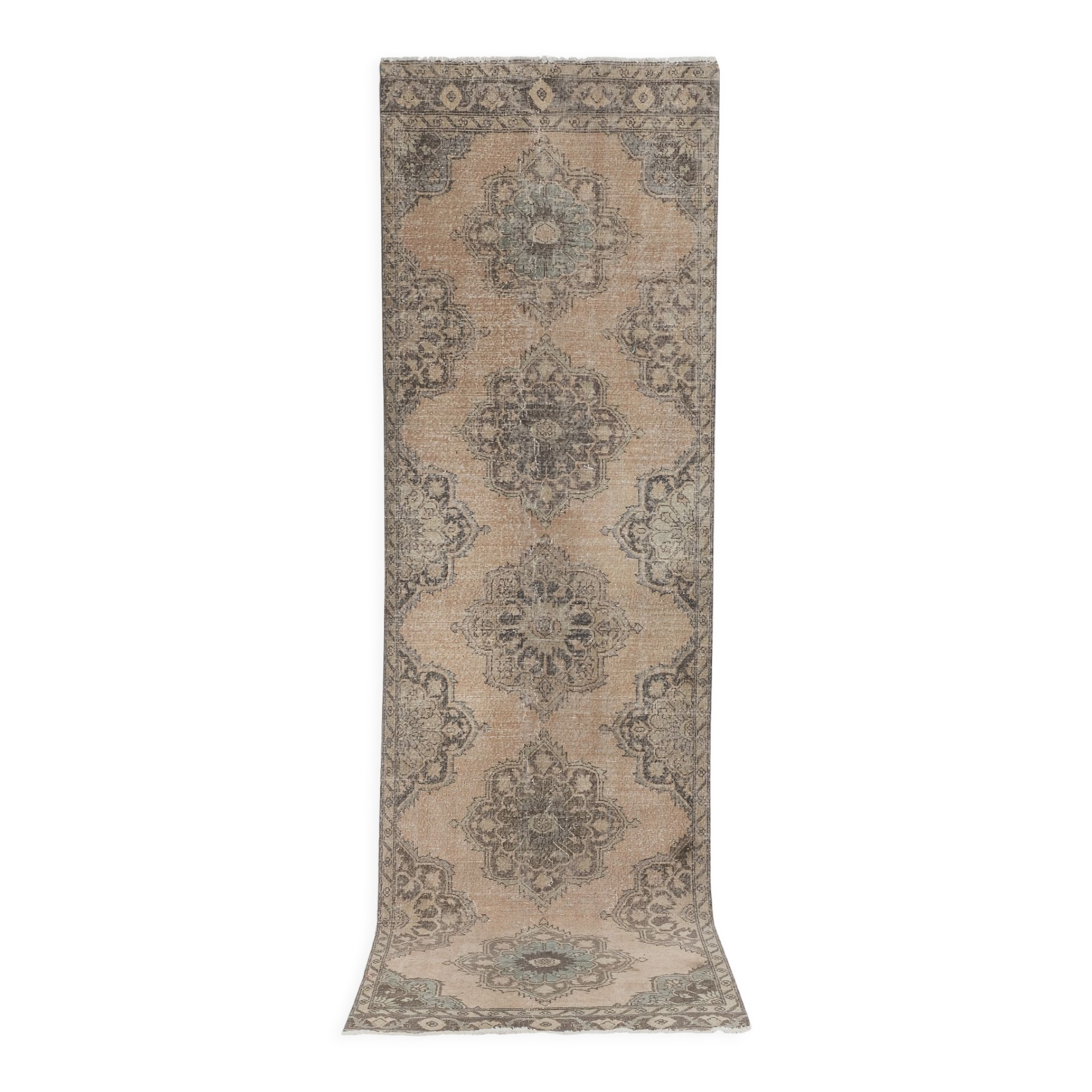 Vintage Turkish rug from Oushak, hand-woven 115x383 cm