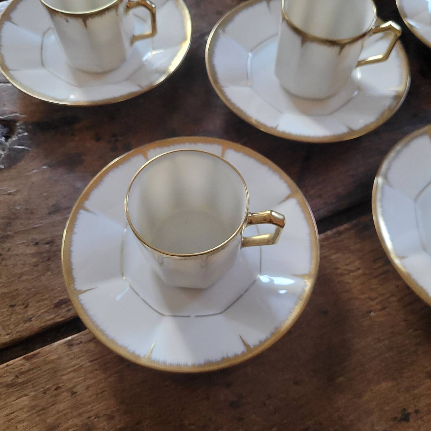 Limoges gilt porcelain coffee set — 6 cups
