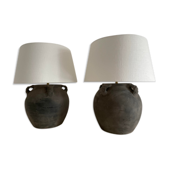 pair of lamps, table lamps, bedside lamps, vintage, mid modern