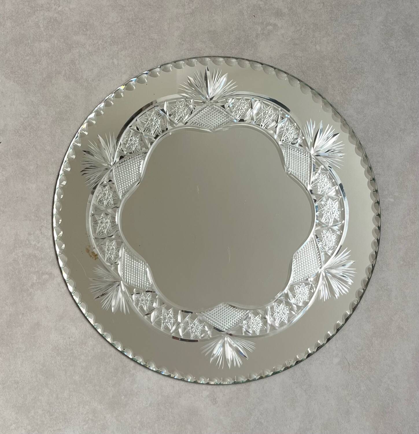50s chiseled table mirror, Diam 30cm