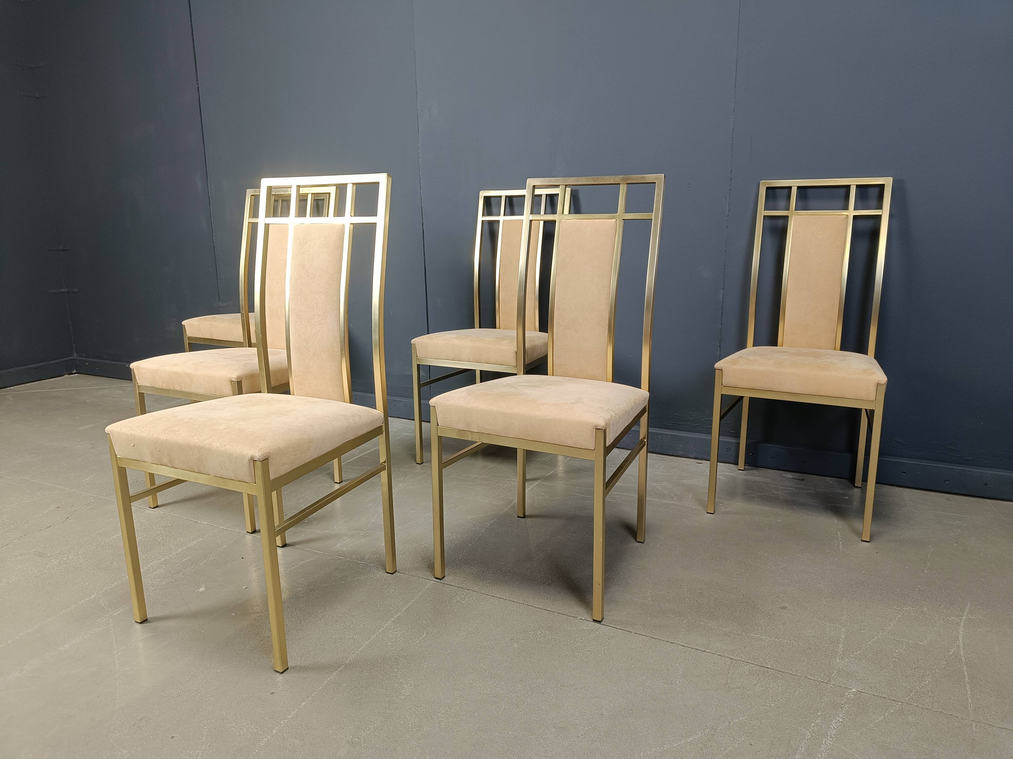 Vintage brass dining chairs by Belgochrom, 1970s