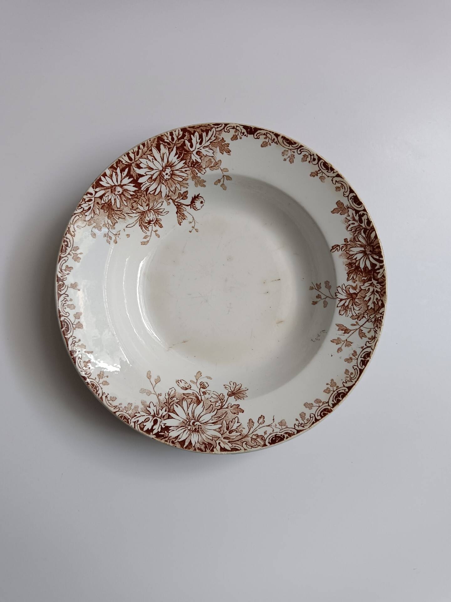 Large deep plate Terre de fer Gien Autumn