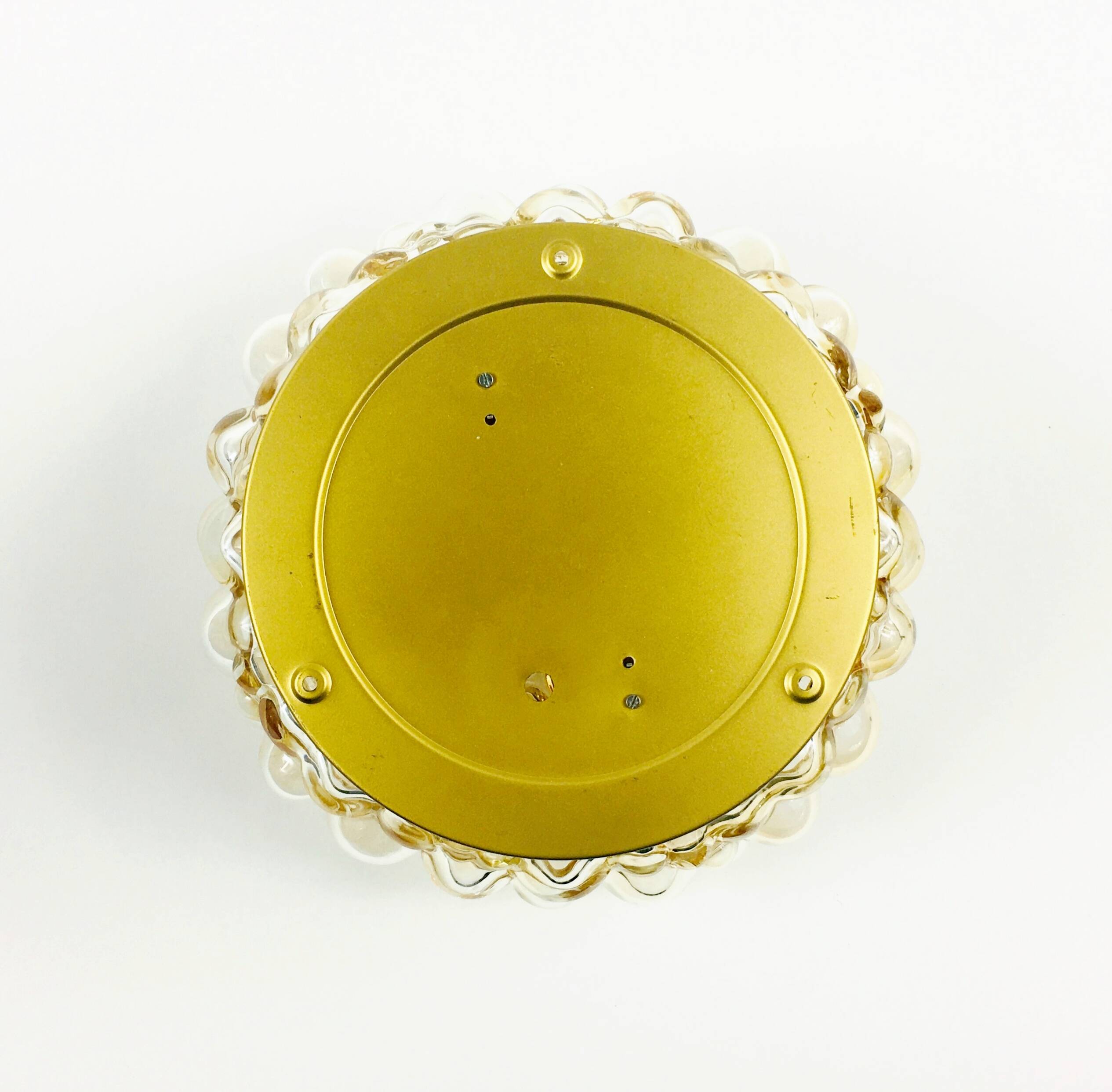 Large Amber Bubble Glass Ceiling Light by Helena Tynell for Limburg, Germany, 1960s
