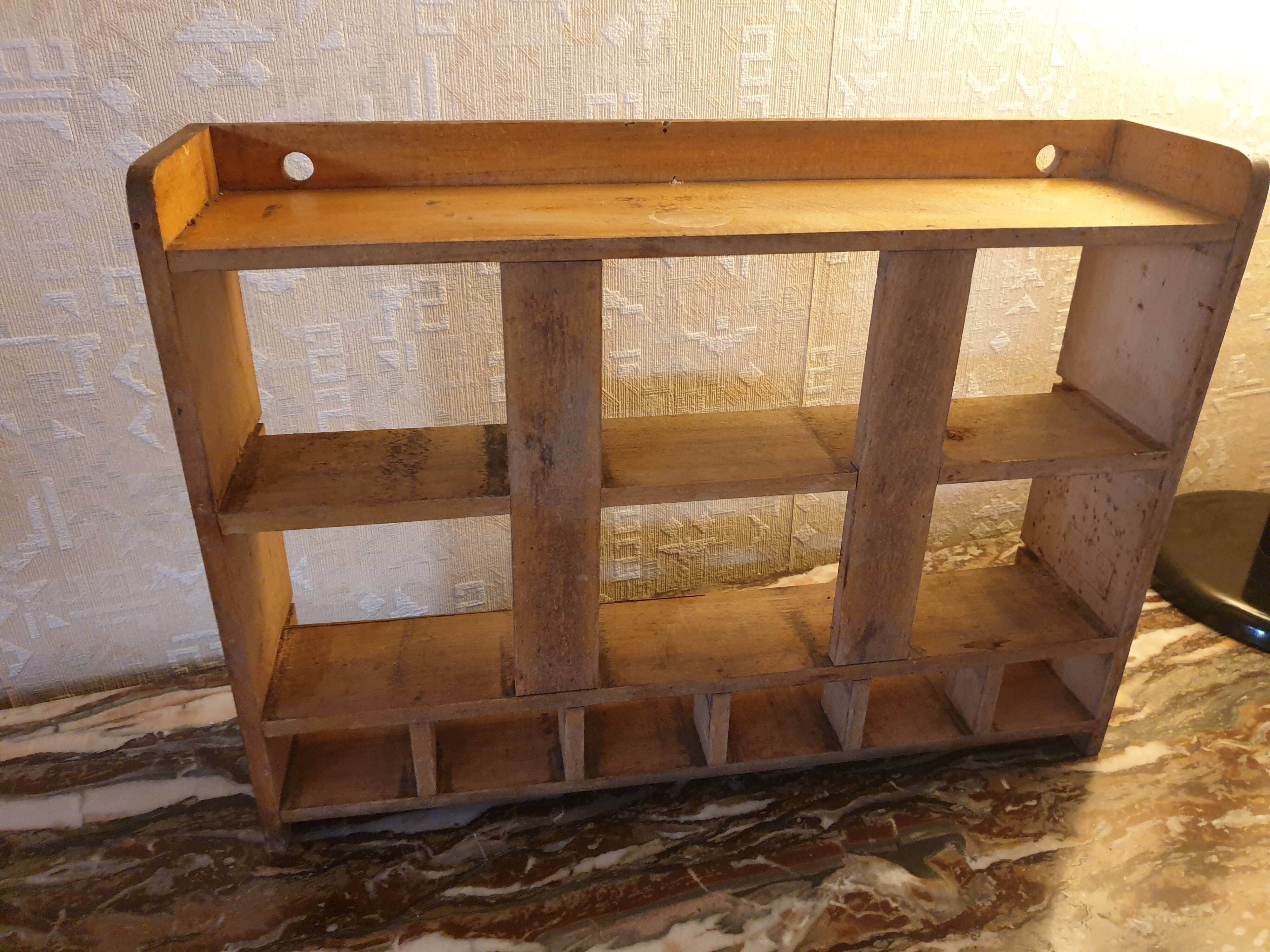 Ceramic and pine spice shelf