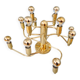 Large designer brass ceiling light, 70s