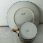 Haviland porcelain cup in blue from Sèvres, gilded with fine gold c.f.h g.d.m.