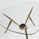 Italian tripod triangle coffee table brass and glass Italy 1950
