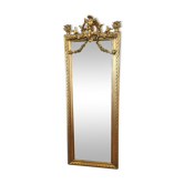 Mirror with an angel in gilded wood and stucco 166x61cm