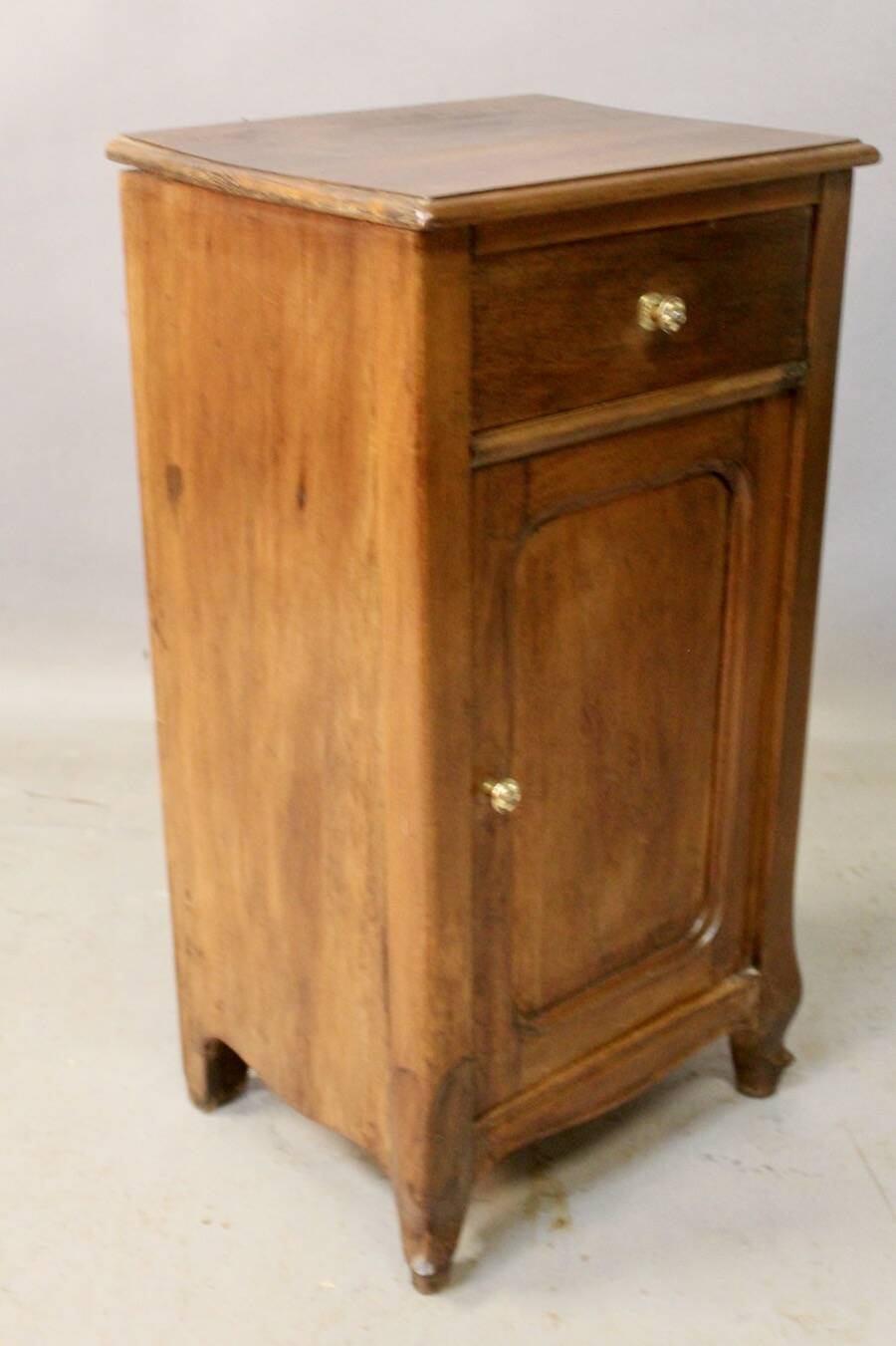 Art nouveau walnut bedside table