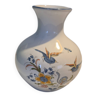 Vase Poterie à la Chapelle des Pots Décor floral et oiseaux