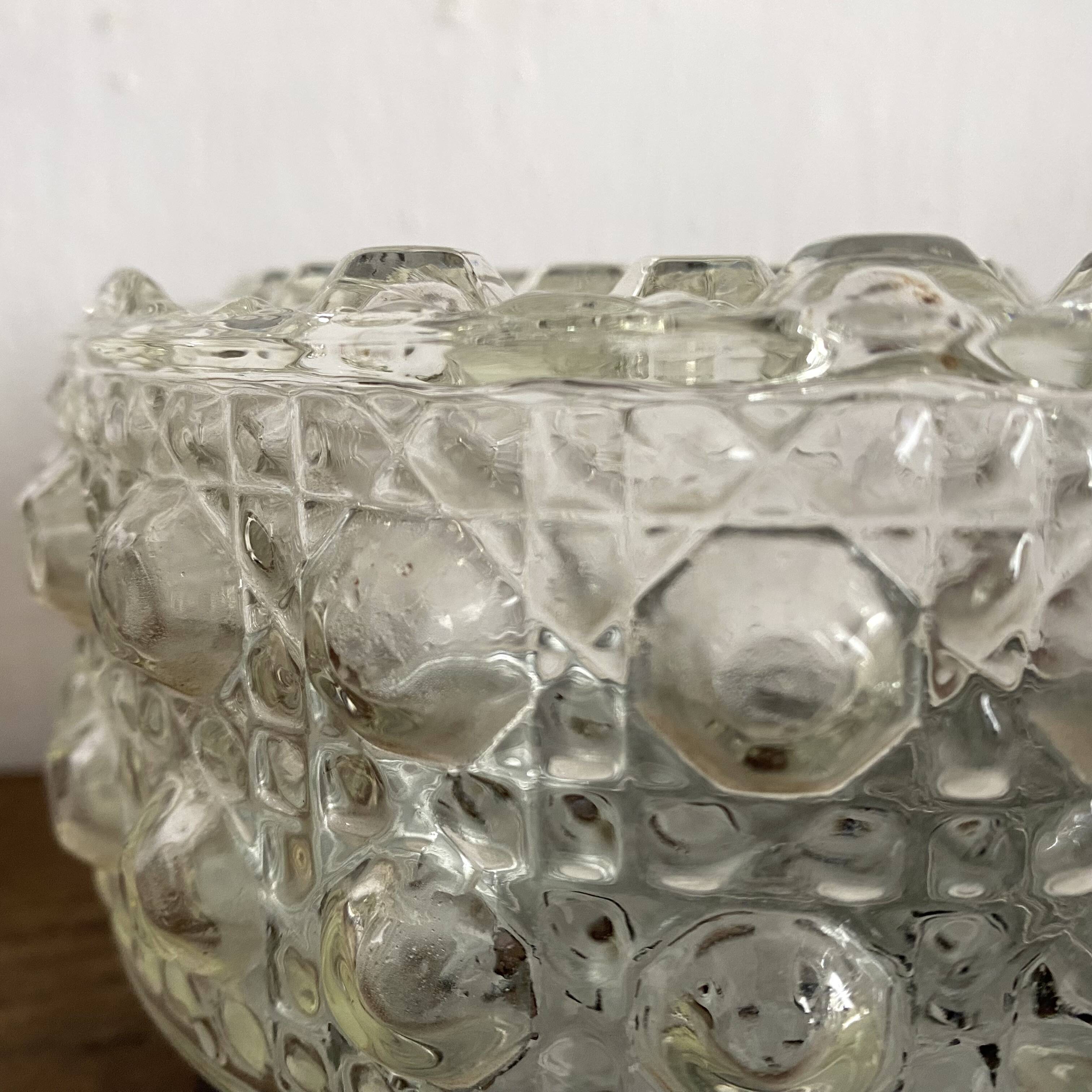 Small vintage molded glass ceiling light 15 cm