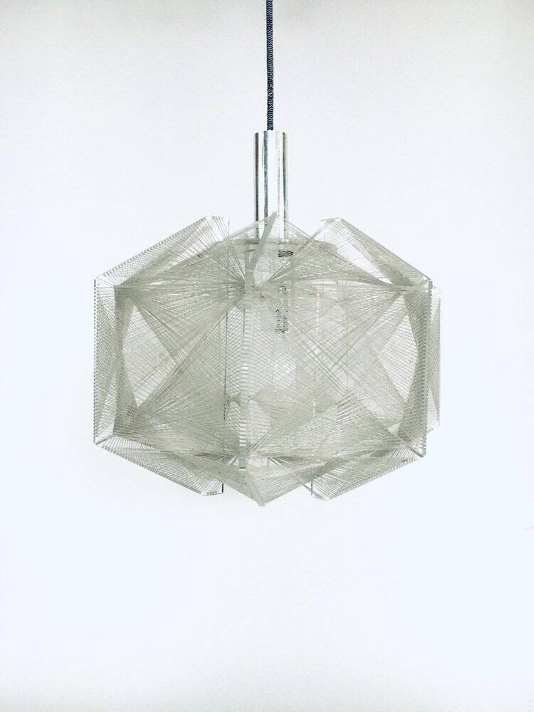 Vintage wire pendant lamp attributed to Paul Secon for Sompex, Germany, 1970s.
