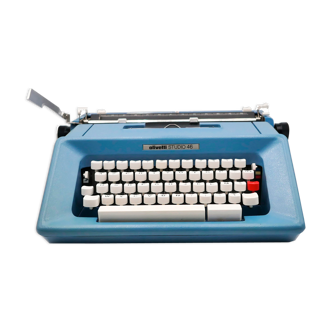 Olivetti Studio 46 vintage blue typewriter revised new ribbon