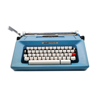 Machine à écrire Olivetti Studio 46 bleue vintage révisée ruban neuf