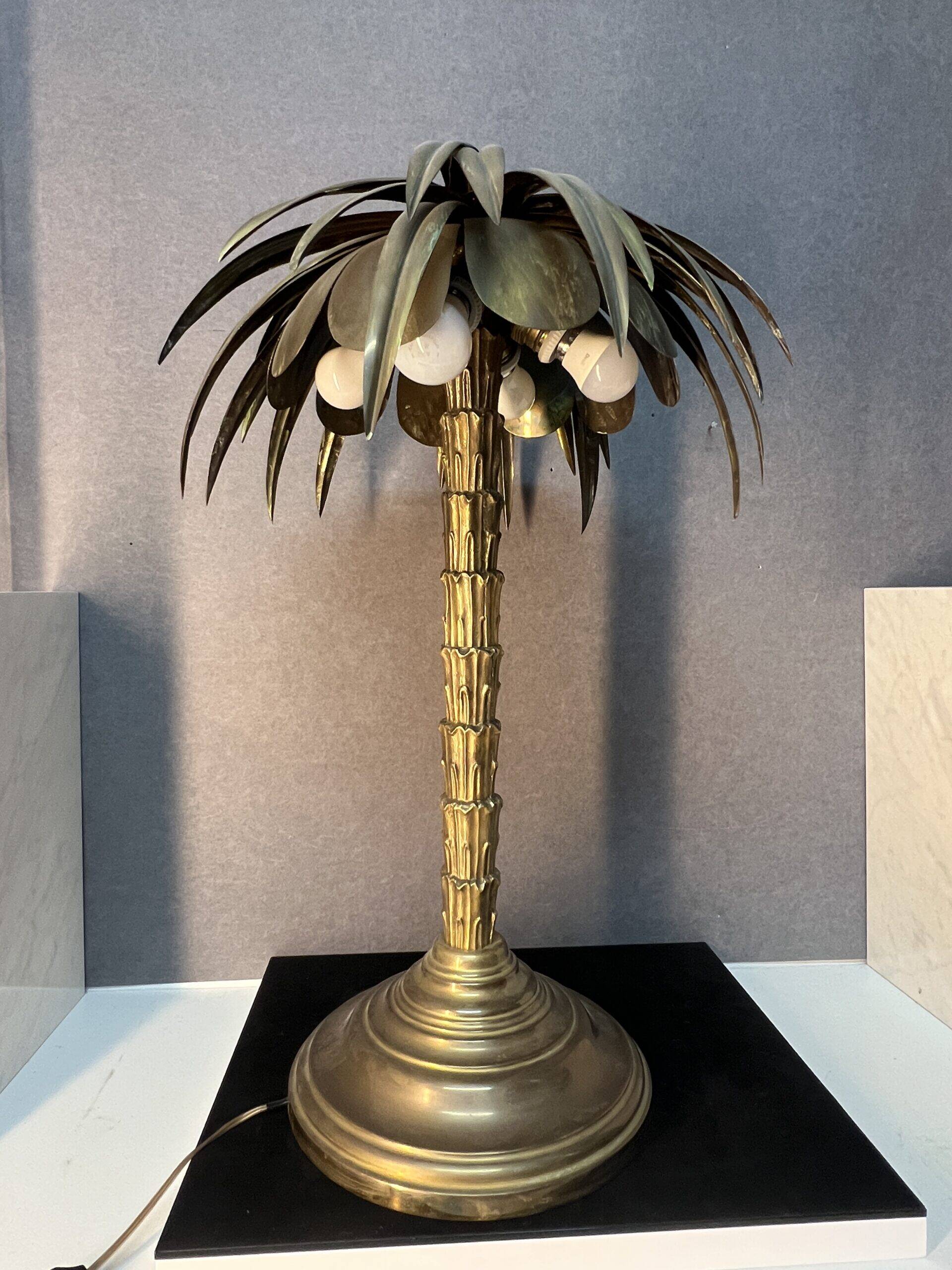Palm tree lamp  bronze and brass