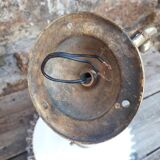 Wall lamp gooseneck bronze and serrated opaline.