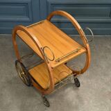 1960 curved wood bar serving trolley table