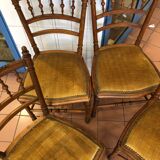 4 vintage Louis XVI style solid walnut chairs