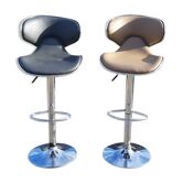 Paire de tabourets de bar vintage chrome et skai