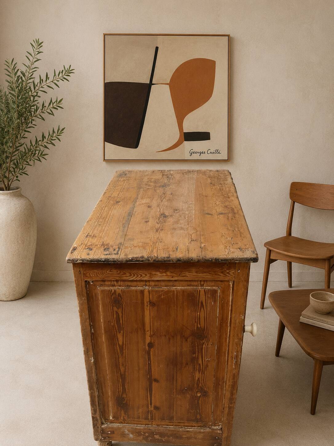 Rustic old buffet in solid pine — original patina