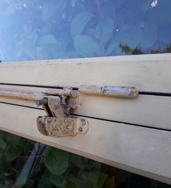 Verrière bois 3 fenêtres à soufflet et abbatant
