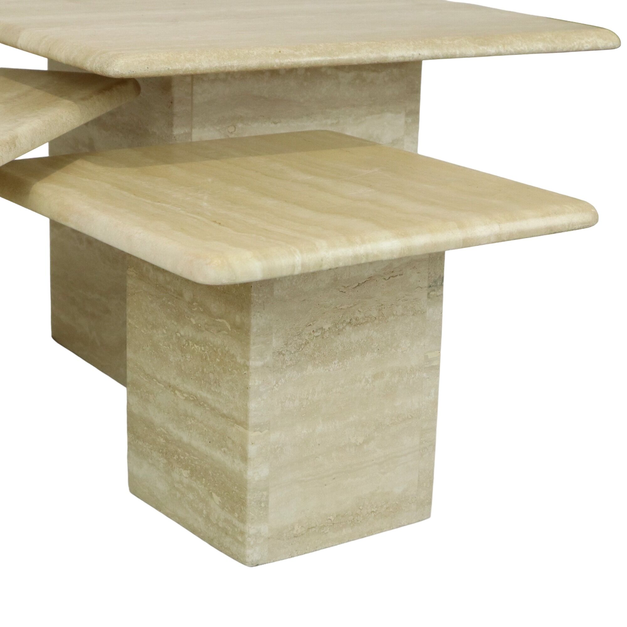 Set of 3 Vintage Travertine Nest Tables Coffee Tables Italy 1970s Design Side Table
