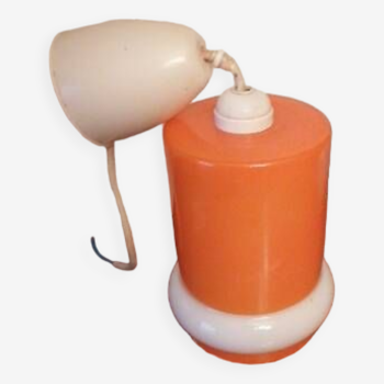 Lustre suspension verre opaline orange 1970