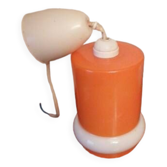 Lustre suspension verre opaline orange 1970