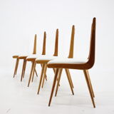 1960s Set of Six Rare Oak Dining Chairs, Czechoslovakia