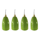 Set of four green pendant lights