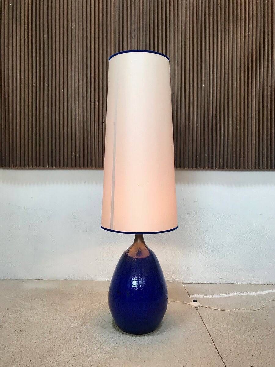 Large glazed ceramic art table lamp from Krösselbach, West-Germany, 1960s