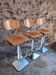 Set of 3 industrial swivel workshop chairs – fixed height bar stools – mid-century factory seats